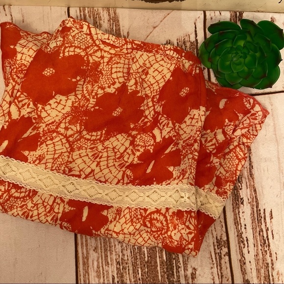 Calvin Klein Jeans Dresses & Skirts - CALVIN Klein Jeans Floral Lace Tiered Skirt Size Small 4 Burnt Orange Like New